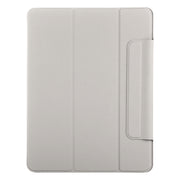 For iPad Pro 11 2024 Double-sided Clip Fixed Buckle Magnetic PU Leather Smart Tablet Case(Grey)