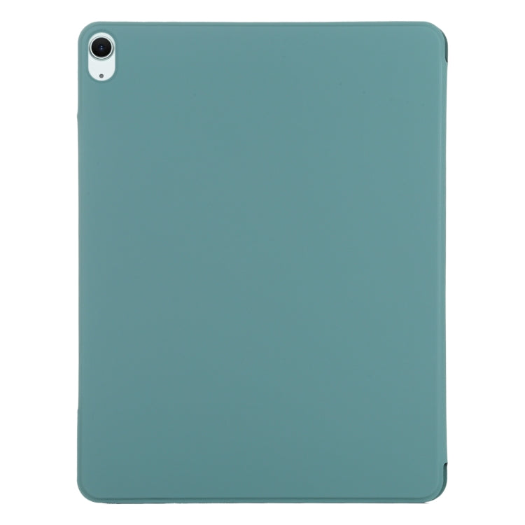 For iPad Air 13 2024 Double-sided Clip Fixed Buckle Magnetic PU Leather Smart Tablet Case(Green)