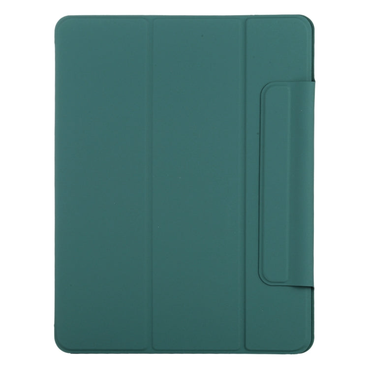 For iPad Air 13 2024 Double-sided Clip Fixed Buckle Magnetic PU Leather Smart Tablet Case(Dark Green)