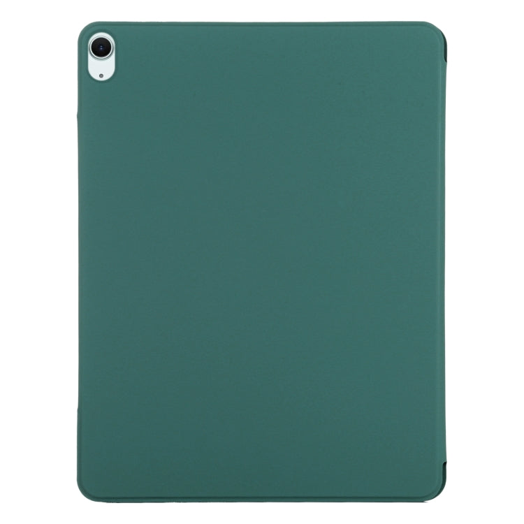 For iPad Air 13 2024 Double-sided Clip Fixed Buckle Magnetic PU Leather Smart Tablet Case(Dark Green)