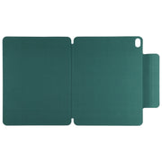 For iPad Air 13 2024 Double-sided Clip Fixed Buckle Magnetic PU Leather Smart Tablet Case(Dark Green)