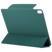 For iPad Air 13 2024 Double-sided Clip Fixed Buckle Magnetic PU Leather Smart Tablet Case(Dark Green)