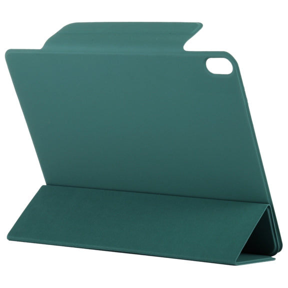 For iPad Air 13 2024 Double-sided Clip Fixed Buckle Magnetic PU Leather Smart Tablet Case(Dark Green)