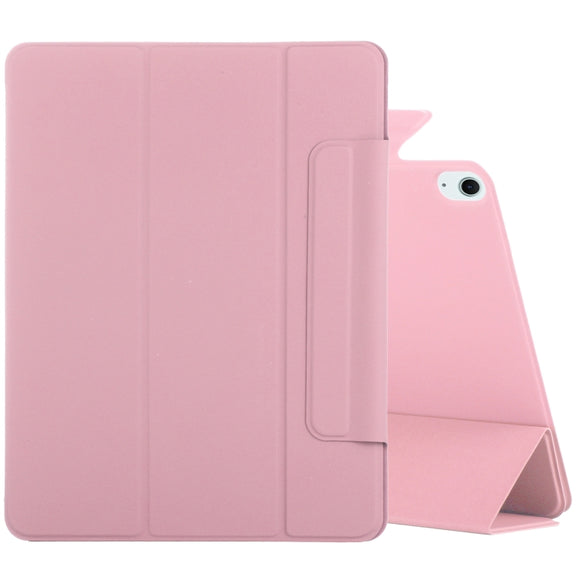For iPad Air 13 2025 / 2024 Double-sided Clip Fixed Buckle Magnetic PU Leather Smart Tablet Case(Light Pink)