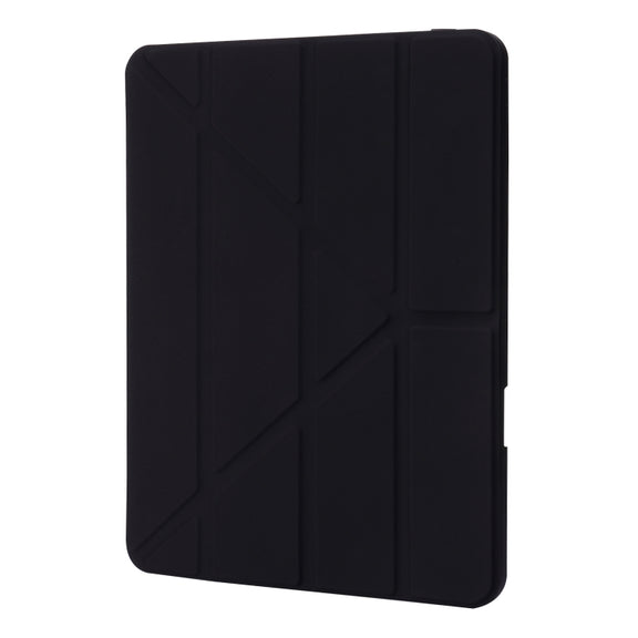 For iPad Pro 13 2024 Deformation Transparent Acrylic Leather Tablet Case(Black)