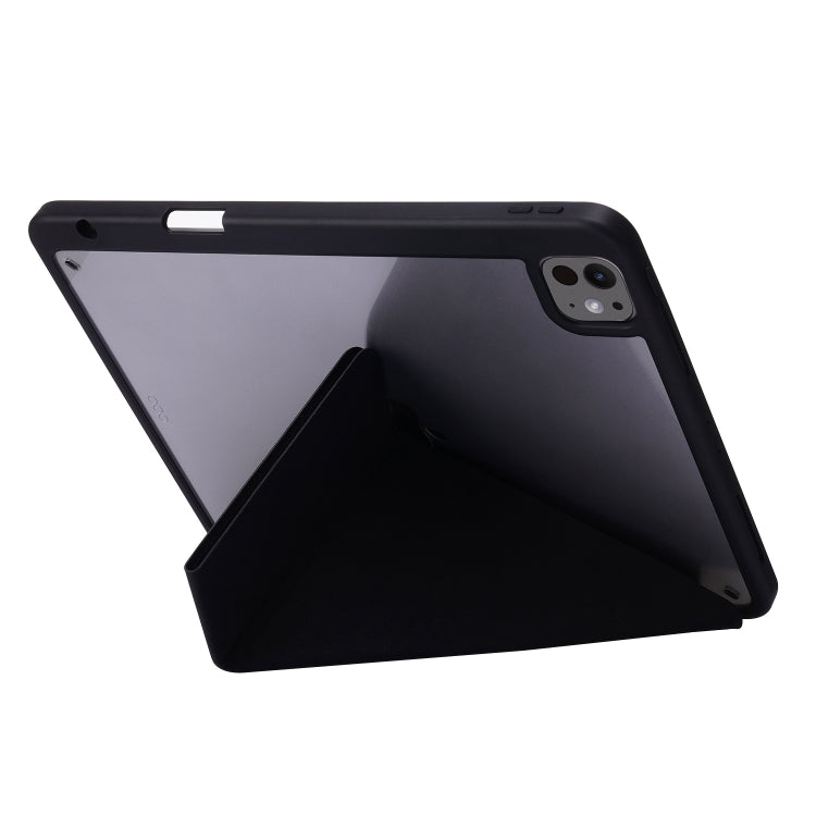 For iPad Pro 13 2024 Deformation Transparent Acrylic Leather Tablet Case(Black)