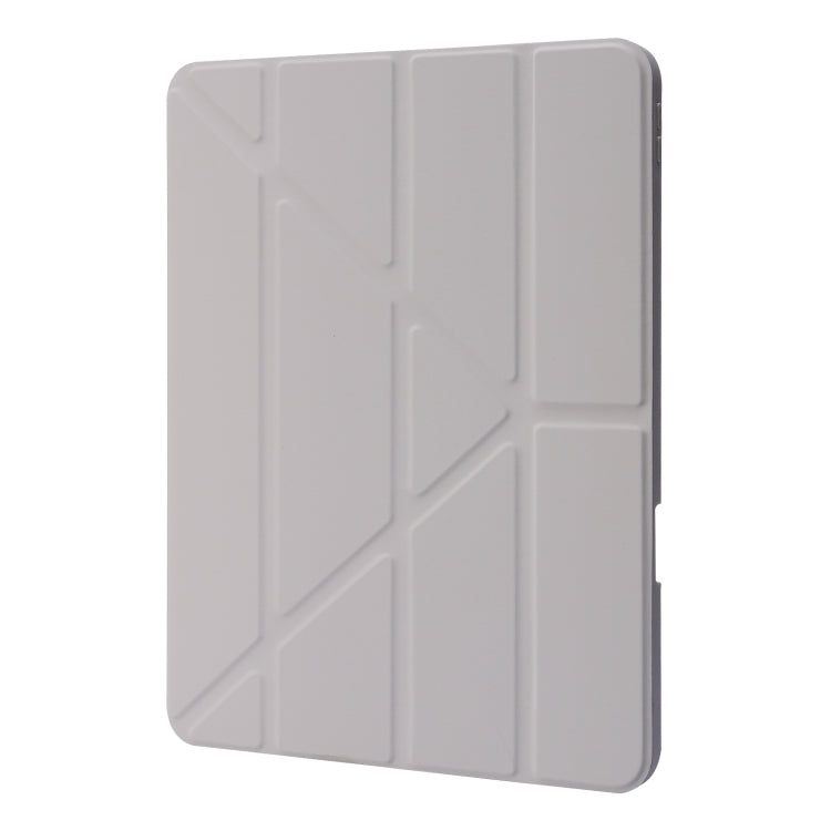 For iPad Pro 13 2024 Deformation Transparent Acrylic Leather Tablet Case(Grey)