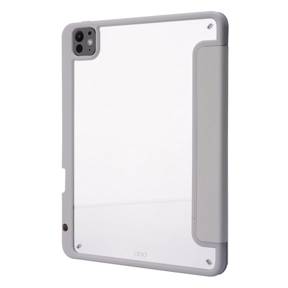 For iPad Pro 13 2024 Deformation Transparent Acrylic Leather Tablet Case(Grey)