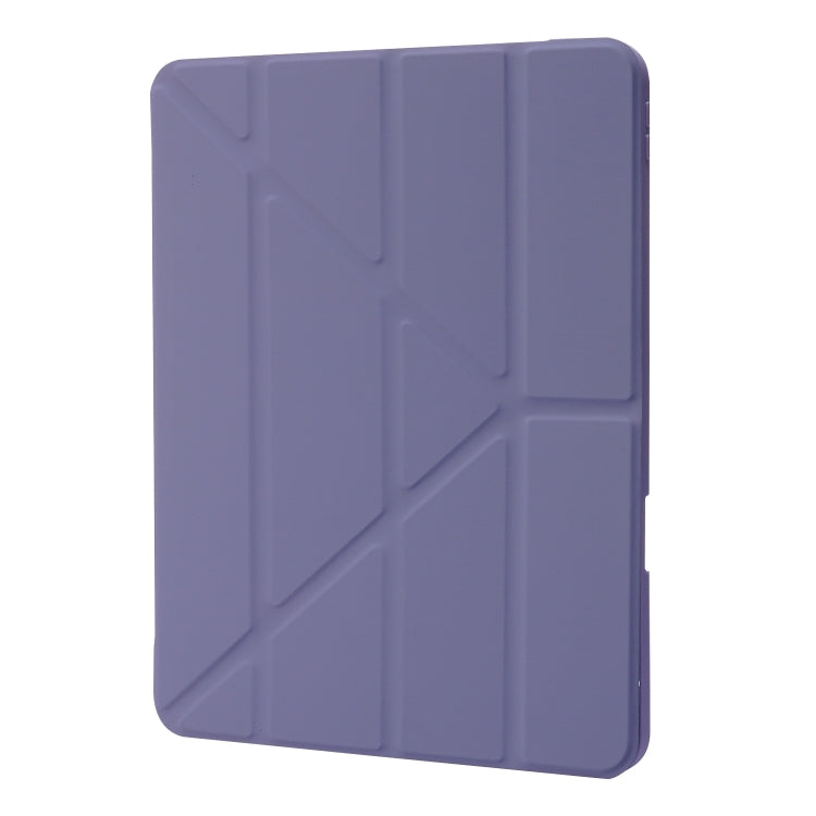 For iPad Pro 13 2024 Deformation Transparent Acrylic Leather Tablet Case(Lavender Grey)