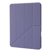 For iPad Pro 13 2024 Deformation Transparent Acrylic Leather Tablet Case(Lavender Grey)