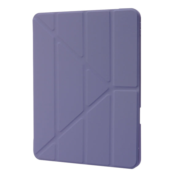 For iPad Pro 13 2024 Deformation Transparent Acrylic Leather Tablet Case(Lavender Grey)