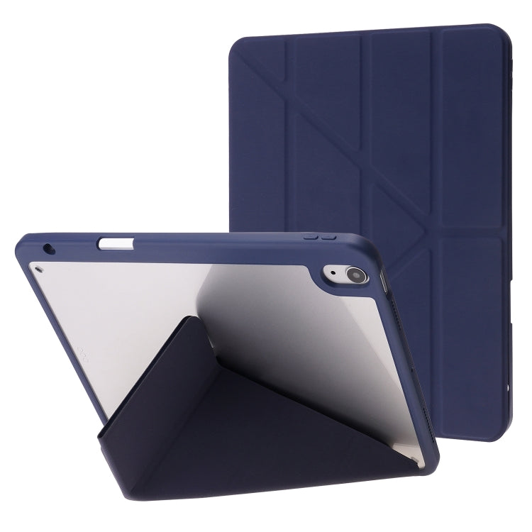For iPad Air 11 2025 / 2024 Deformation Transparent Acrylic Leather Tablet Case(Dark Blue)