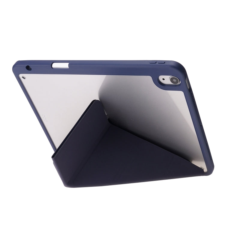 For iPad Air 11 2025 / 2024 Deformation Transparent Acrylic Leather Tablet Case(Dark Blue)