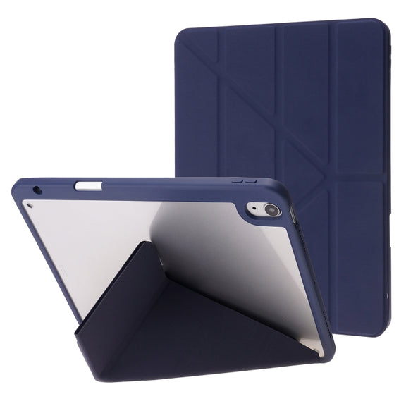 For iPad Air 11 2025 / 2024 Deformation Transparent Acrylic Leather Tablet Case(Dark Blue)