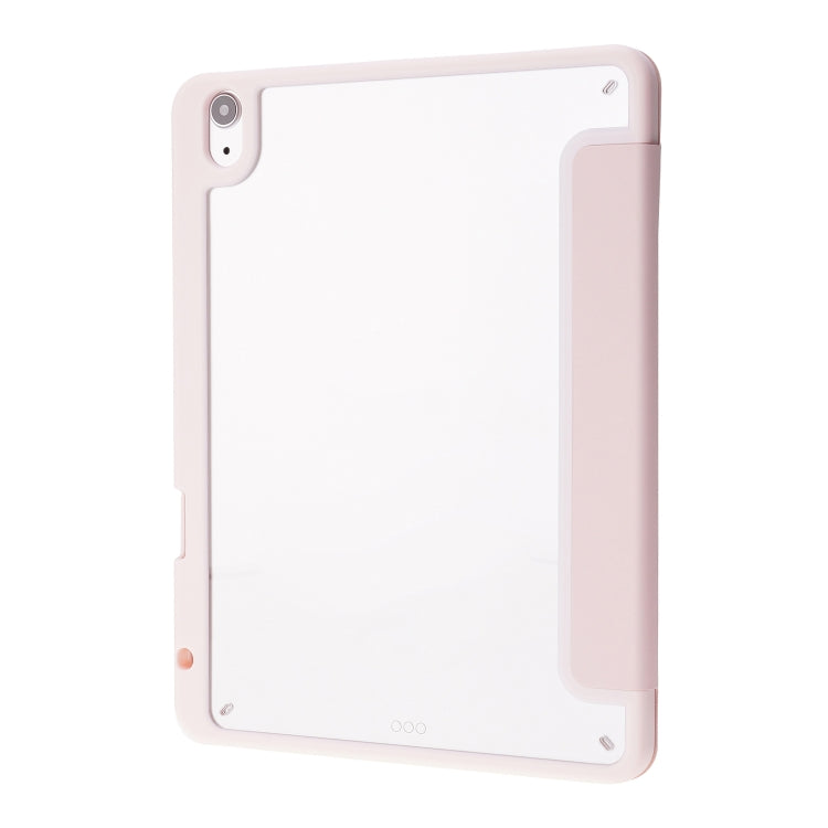 For iPad Air 11 2025 / 2024 Deformation Transparent Acrylic Leather Tablet Case(Pink)