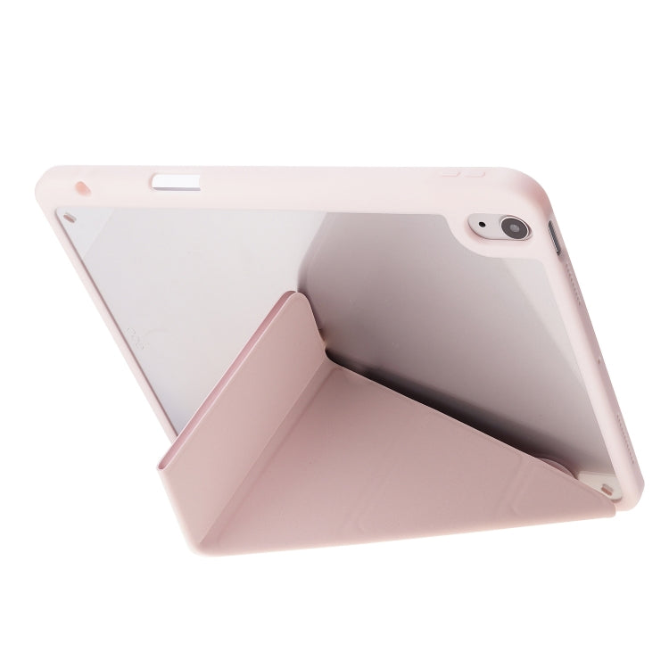 For iPad Air 11 2025 / 2024 Deformation Transparent Acrylic Leather Tablet Case(Pink)