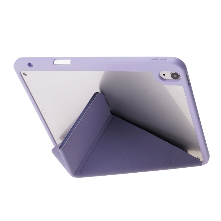 For iPad Air 11 2025 / 2024 Deformation Transparent Acrylic Leather Tablet Case(Lavender Grey)