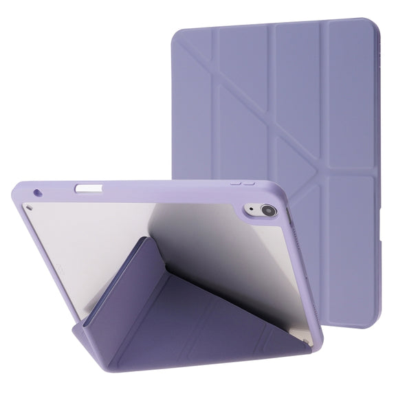 For iPad Air 11 2025 / 2024 Deformation Transparent Acrylic Leather Tablet Case(Lavender Grey)