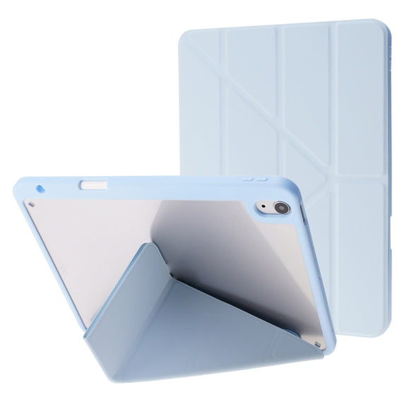For iPad Air 11 2025 / 2024 Deformation Transparent Acrylic Leather Tablet Case(Light Blue)