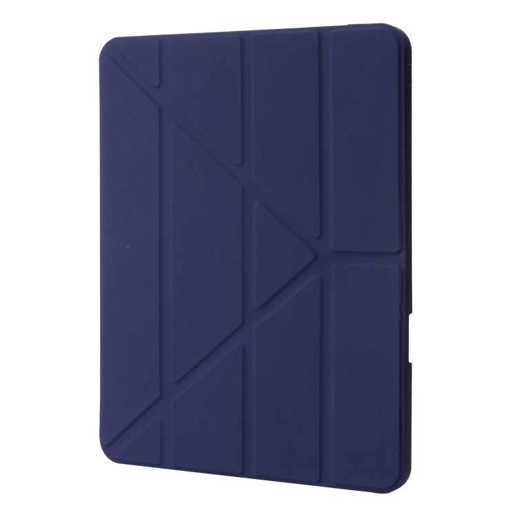 For iPad Pro 11 2024 Deformation Transparent Acrylic Leather Tablet Case(Dark Blue)