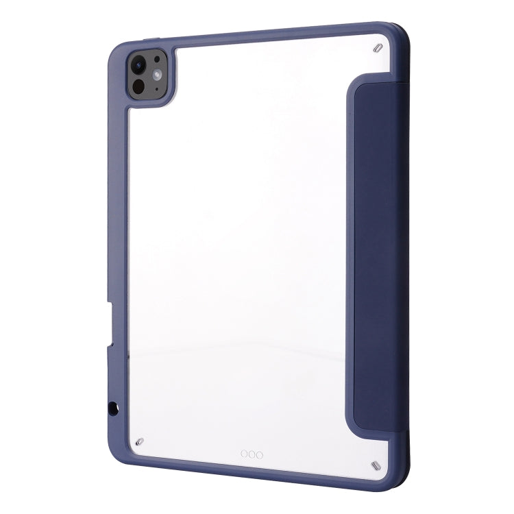 For iPad Pro 11 2024 Deformation Transparent Acrylic Leather Tablet Case(Dark Blue)