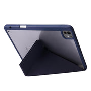 For iPad Pro 11 2024 Deformation Transparent Acrylic Leather Tablet Case(Dark Blue)