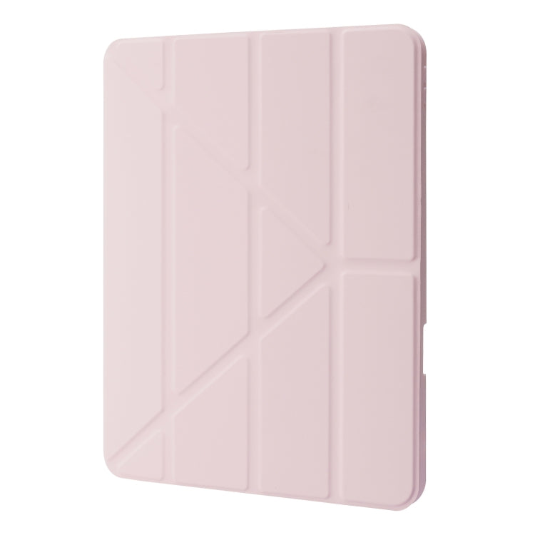 For iPad Pro 11 2024 Deformation Transparent Acrylic Leather Tablet Case(Pink)