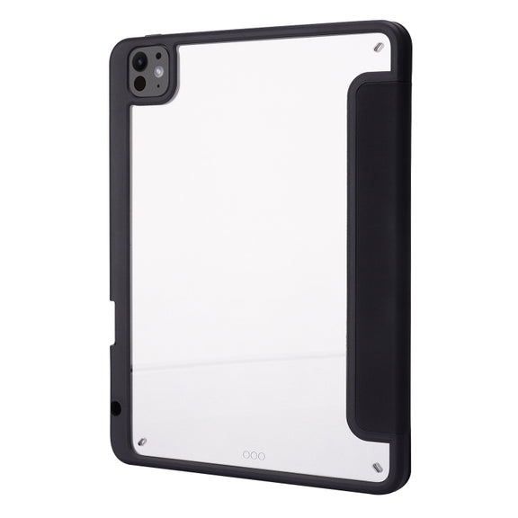 For iPad Pro 11 2024 Deformation Transparent Acrylic Leather Tablet Case(Black)