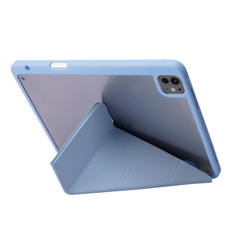 For iPad Pro 11 2024 Deformation Transparent Acrylic Leather Tablet Case(Light Blue)