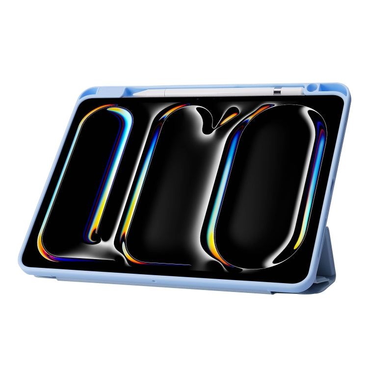 For iPad Pro 11 2024 Deformation Transparent Acrylic Leather Tablet Case(Light Blue)