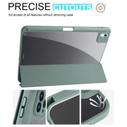 For iPad Air 11 2024 / 2025 Acrylic 3-folding Smart Leather Tablet Case(Dark Green)
