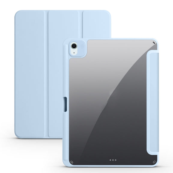 For iPad Air 11 2024 / 2025 Acrylic 3-folding Smart Leather Tablet Case(Sky Blue)