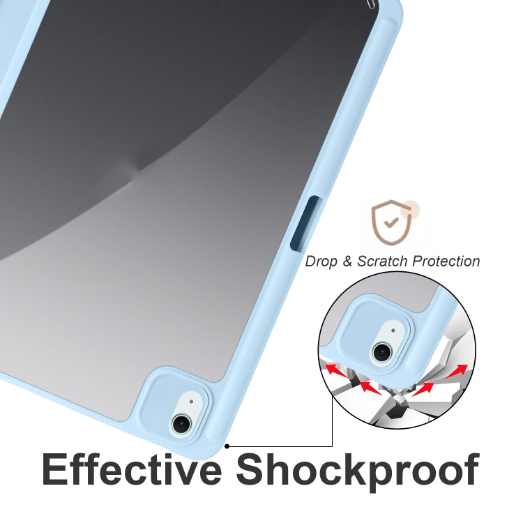For iPad Air 11 2024 / 2025 Acrylic 3-folding Smart Leather Tablet Case(Sky Blue)