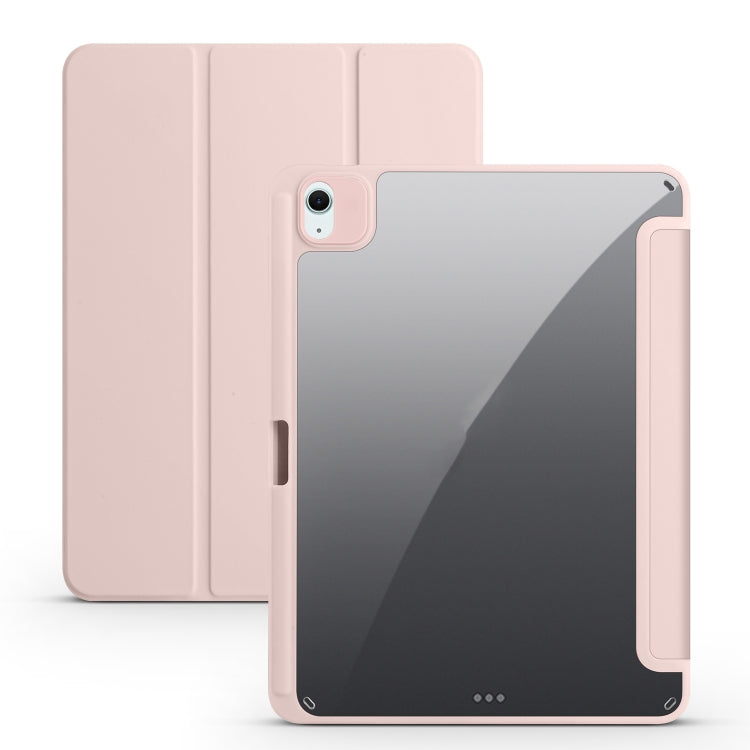 For iPad Air 11 2024 / 2025 Acrylic 3-folding Smart Leather Tablet Case(Pink)