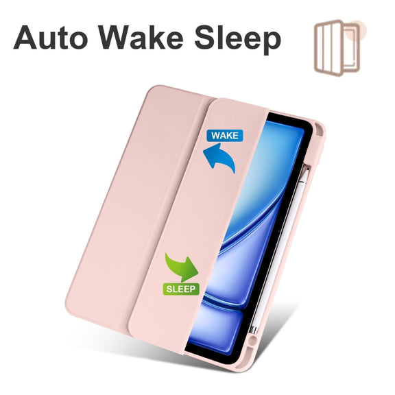 For iPad Air 11 2024 / 2025 Acrylic 3-folding Smart Leather Tablet Case(Pink)