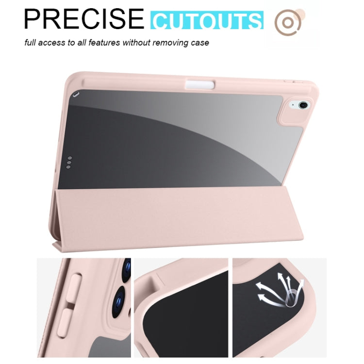 For iPad Air 11 2024 / 2025 Acrylic 3-folding Smart Leather Tablet Case(Pink)