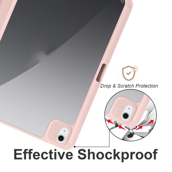 For iPad Air 11 2024 / 2025 Acrylic 3-folding Smart Leather Tablet Case(Pink)
