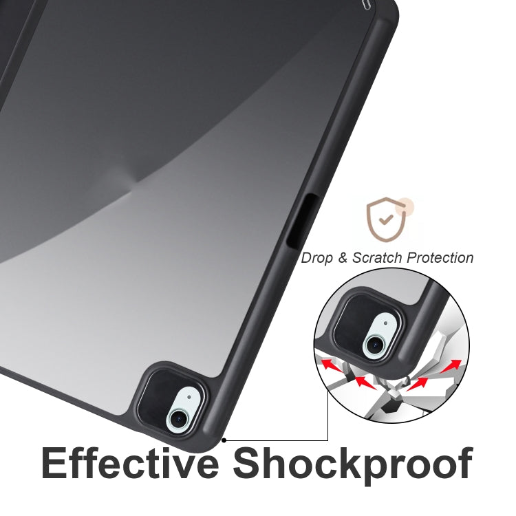 For iPad Air 11 2024 Acrylic 3-folding Smart Leather Tablet Case(Black)