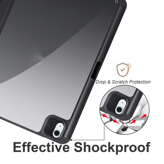 For iPad Air 11 2024 Acrylic 3-folding Smart Leather Tablet Case(Black)