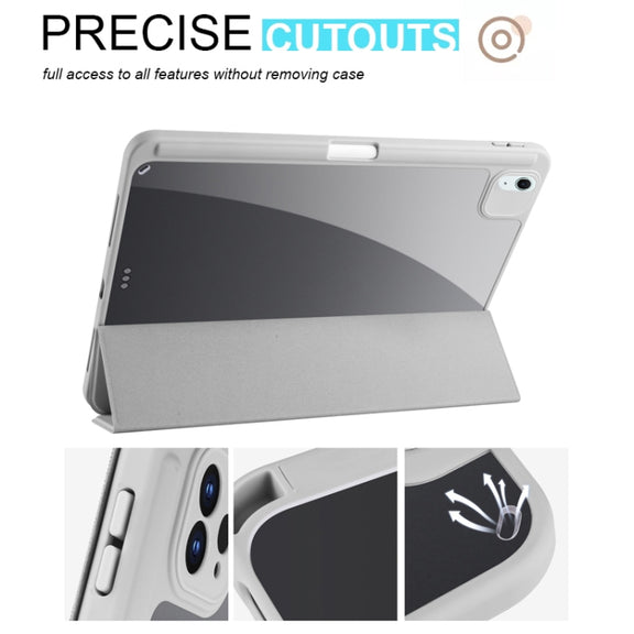 For iPad Air 11 2024 Acrylic 3-folding Smart Leather Tablet Case(Gray)