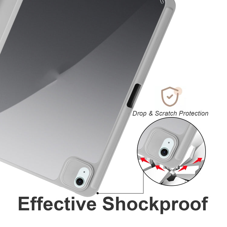 For iPad Air 11 2024 Acrylic 3-folding Smart Leather Tablet Case(Gray)