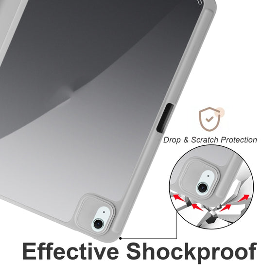 For iPad Air 11 2024 Acrylic 3-folding Smart Leather Tablet Case(Gray)