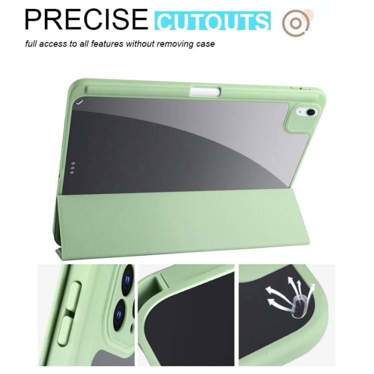 For iPad Air 11 2024 Acrylic 3-folding Smart Leather Tablet Case(Green)