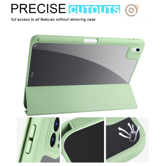 For iPad Air 11 2024 Acrylic 3-folding Smart Leather Tablet Case(Green)