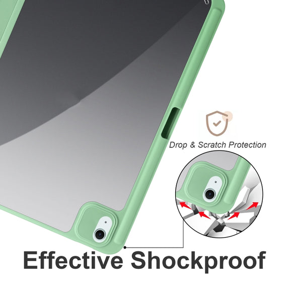 For iPad Air 11 2024 Acrylic 3-folding Smart Leather Tablet Case(Green)