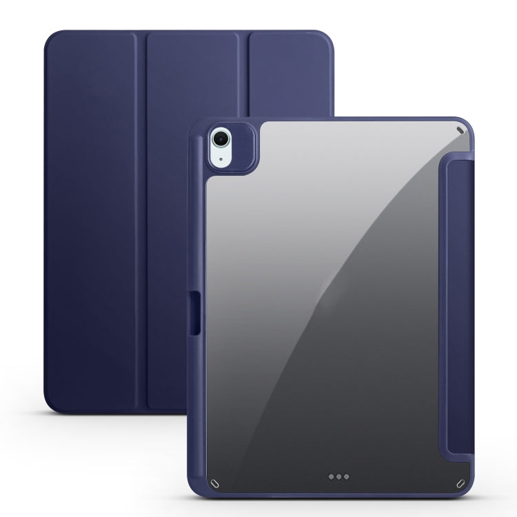For iPad Air 11 2024 / 2025 Acrylic 3-folding Smart Leather Tablet Case(Dark Blue)