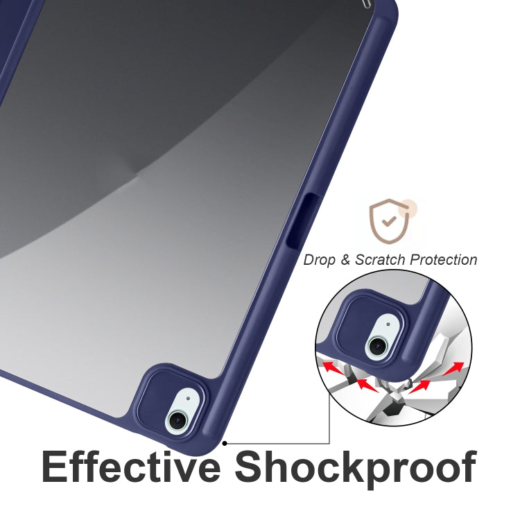 For iPad Air 11 2024 / 2025 Acrylic 3-folding Smart Leather Tablet Case(Dark Blue)