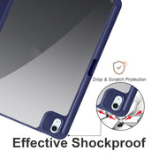 For iPad Air 11 2024 / 2025 Acrylic 3-folding Smart Leather Tablet Case(Dark Blue)
