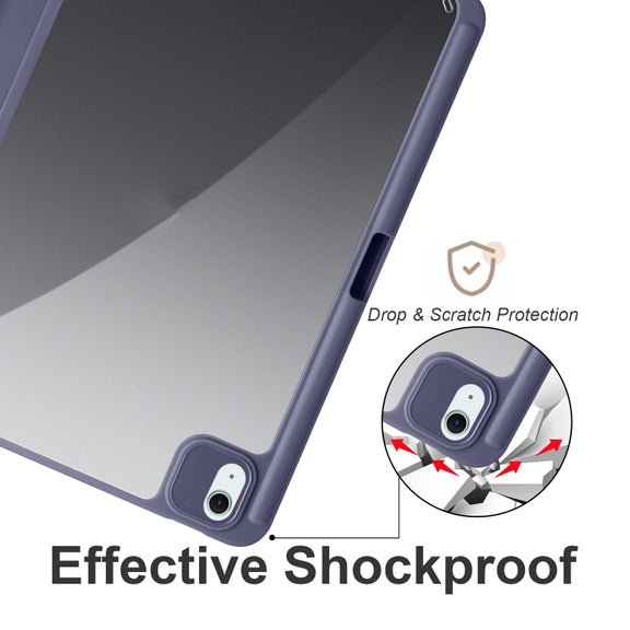 For iPad Air 11 2024 Acrylic 3-folding Smart Leather Tablet Case(Purple)