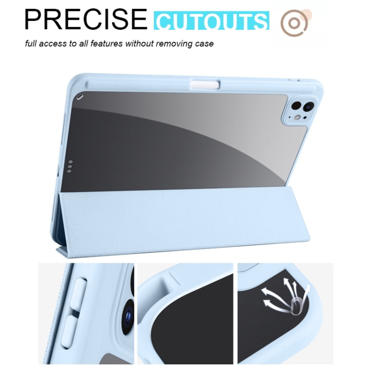 For iPad Pro 11 2024 Acrylic 3-folding Smart Leather Tablet Case(Sky Blue)